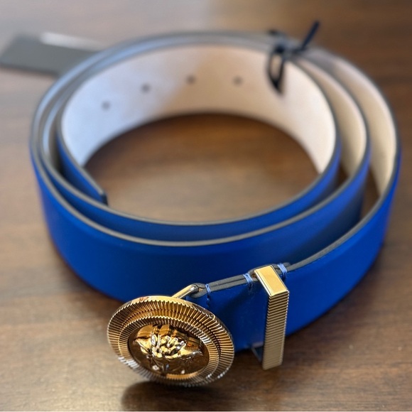 Authentic Versace sapphire oro calf leather luxury belt size 48/120